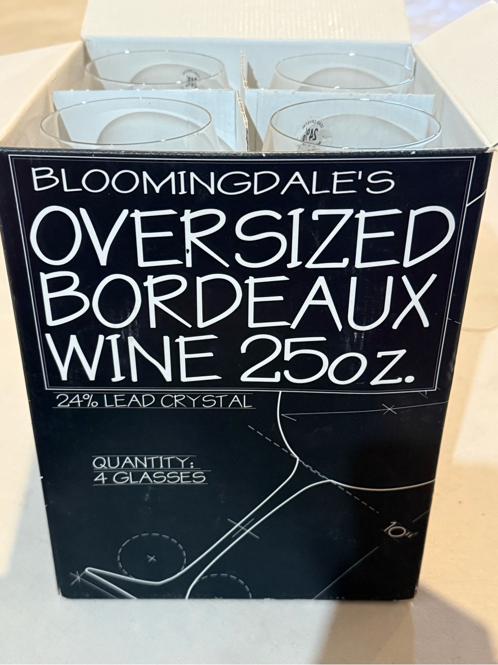 Bloomingdale's Clear Oversized Bordeaux Wine Glasses (Set of 4)